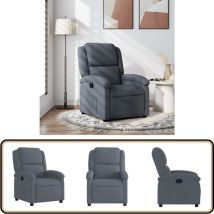 Fauteuil inclinable Gris foncé Velours - Fauteuil Inclinable - Fauteuil Relax - Chaise Inclinable - Canapé Lit - Mobilier Intérieur
