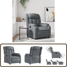 Vidaxl - Fauteuil inclinable Gris Similicuir - Fauteuil Inclinable - Fauteuil Relax - Chaise Inclinable - Canapé Lit - Mobilier Intérieur