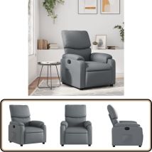 Vidaxl - Fauteuil inclinable Gris Similicuir - Fauteuil Inclinable - Fauteuil Relax - Chaise Inclinable - Canapé Lit - Mobilier Intérieur
