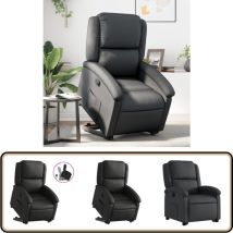 Fauteuil inclinable noir cuir véritable - Fauteuil Inclinable - Fauteuil Relax - Fauteuil Électrique - Fauteuil Senior - Fauteuil Cuir
