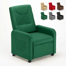 Le Roi Du Relax - Fauteuil relax inclinable en tissu avec roulettes et repose-pieds Beautiful - Vert foncé