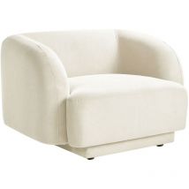 Fauteuil Incurvé Glam Style Art Déco avec Accoudoirs en Tissu Beige Skjanes