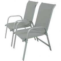 Habitat Et Jardin - Fauteuil jardin Alu/Textilène 'Porto' - Phoenix - Gris clair - Lot de 2