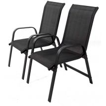 Habitat Et Jardin - Lot de 2 fauteuils de jardin 'Porto' alu/textilène - Noir