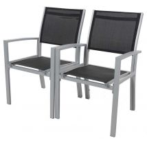 Habitat Et Jardin - Fauteuil jardin Alu/Textilène 'Tropic' - Phoenix - Noir - Lot de 2