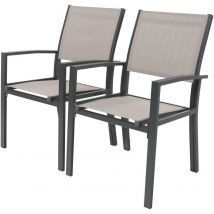 Habitat Et Jardin - Fauteuil jardin Alu/Textilène 'Tropic' - Phoenix - Taupe - Lot de 2