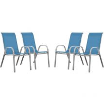 Fauteuil jardin Textilène "Cordoba" - Phoenix - Bleu - Lot de 4