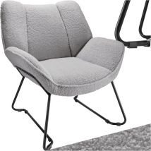 Tectake - Fauteuil revêtement rembourré en bouclettes dossier large gris clair