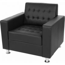 Fauteuil Kunda, fauteuil de salon / club, pieds métalliques, similicuir, noir