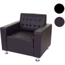 Fauteuil Kunda, fauteuil de salon / club, pieds métalliques similicuir, noir