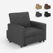 Le Roi Du Relax - Fauteuil convertible lit 1 place avec accoudoirs design moderne Brooke - Gris