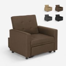 Le Roi Du Relax - Fauteuil convertible lit 1 place avec accoudoirs design moderne Brooke - Marron