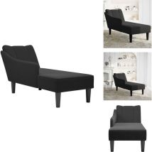 Vidaxl - Fauteuil long avec accoudoir droit noir tissu - Fauteuil Long - Fauteuils Longs - Fauteuil - Fauteuil De Salon