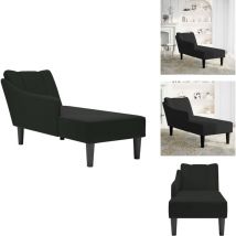 Vidaxl - Fauteuil long avec accoudoir droit noir velours - Fauteuil Long - Fauteuils Longs - Fauteuil - Fauteuil De Salon