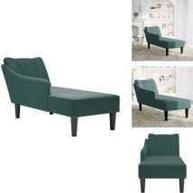 Vidaxl - Fauteuil long avec accoudoir droit vert foncé velours - Fauteuil Long - Fauteuils Longs - Fauteuil - Fauteuil De Salon