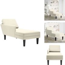 Fauteuil long avec coussin et accoudoir droit crème velours - Fauteuil Long - Fauteuils Longs - Fauteuil - Fauteuil De Salon