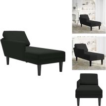 Fauteuil long avec coussin et accoudoir droit noir velours - Fauteuil Long - Fauteuils Longs - Fauteuil - Fauteuil De Salon