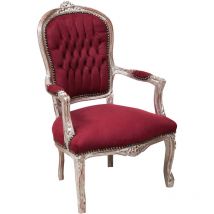 Biscottini - Fauteuil rembourré Fauteuil avec accoudoirs en bois Style français Fauteuil de chambre Chaise de chambre tapissée 100X65X63 cm