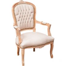 Biscottini - Fauteuil rembourré Fauteuil avec accoudoirs en bois Style français Fauteuil de chambre Chaise de chambre tapissée 100X65X63 cm