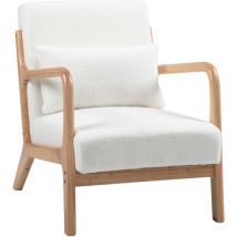 MH - Fauteuil Lounge celine bois d'hevea et blanc