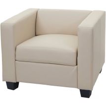 HHG - jamais utilisé] Fauteuil lounge chair Lille, Cuir, crème
