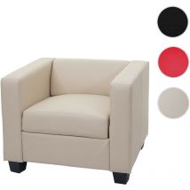 Fauteuil lounge chair Lille - Cuir, crème