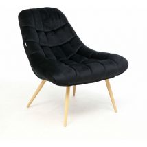 Maxxhome - Fauteuil - Chaise lounge - Velours - Noir