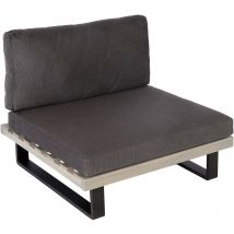 Fauteuil Lounge HWC-H54 - Fauteuil de jardin - Spun Poly Acacia Bois MVG-certifié Aluminium - gris - rembourrage gris foncé