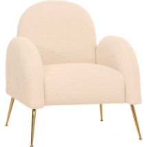 Fauteuil Lounge HW C-N69, fauteuil cocktail, rétro Nosagfederung tissu/textile chenille crème-blanc