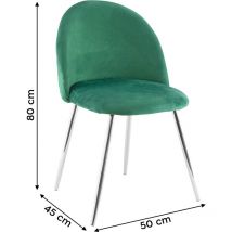 Grundig - Fauteuil lounge shelby 50x45x80H cm fauteuil vintage velours et pieds argent Couleur: Vert