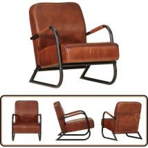 Fauteuil marron cuir véritable - Fauteuil Cuir - Fauteuil Confortable - Fauteuil Salon - Fauteuils Design - Mobilier Salon