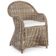 Hellin - Fauteuil en rotin naturel et coussin en coton - saint tropez