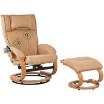Beliani - Fauteuil Massant avec Fonction Chauffante et Repose-pieds en Cuir pu Marron Clair Majestic