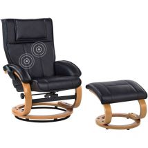 Beliani - Fauteuil Massant avec Fonction Chauffante et Repose-pieds en Cuir pu Noir Majestic