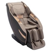 Vente-unique - Fauteuil massant en simili -Système zero gravité - Beige - mowata
