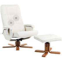 Beliani - Fauteuil Massant avec Fonction Chauffage et Repose-pied en Cuir pu Beige Relaxpro