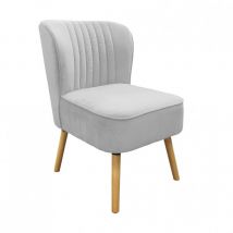 Meubletmoi - Petit fauteuil bas velours gris clair inspiration crapaud - zelie