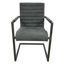 Decoration D ’ Autrefois - Fauteuil Matteo En Cuir Personnalisable - Fer-Cuir de Vache - Gris - Interior's