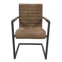Decoration D ’ Autrefois - Fauteuil Matteo En Cuir Personnalisable - Fer-Cuir de Vache - Marron - Interior's