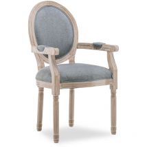 Intensedeco - Fauteuil médaillon Louis xvi tissu Gris