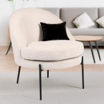 Cotecosy - Fauteuil moderne au dossier arrondi Thiago Tissu Beige