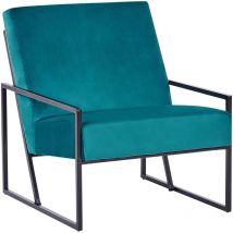 Beliani - Fauteuil Moderne Glam Cadre en Métal et Revêtement en Velours Bleu Paon Delary
