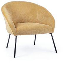 Poltrona en velours jaune design - 80x76x75 cm