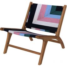 Rendez-vous Déco - Fauteuil multicolore en fil de laine tressé et bois de teck - callie