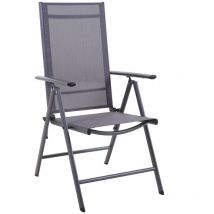 Alize - proloisirs Fauteuil multiposition - avila - Aluminium époxy graphite - Toile tpep grise - Pliant