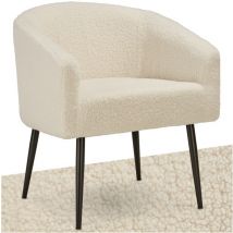 Fauteuil Mysig beige, rembourrage épais et tissu bouclette -