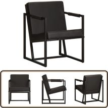 Fauteuil noir cuir véritable - Fauteuil Cuir - Fauteuil Noir - Fauteuil Confortable - Fauteuil Relax - Meuble Salon