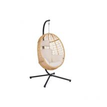 Idmarket - Fauteuil oeuf suspendu ajouré effet rotin avec coussin écru