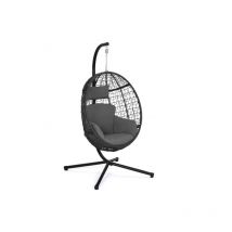 Idmarket - Fauteuil oeuf suspendu ajouré effet rotin gris avec coussin gris