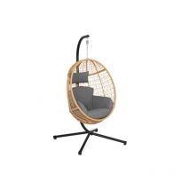 Idmarket - Fauteuil oeuf suspendu ajouré effet rotin avec coussin gris